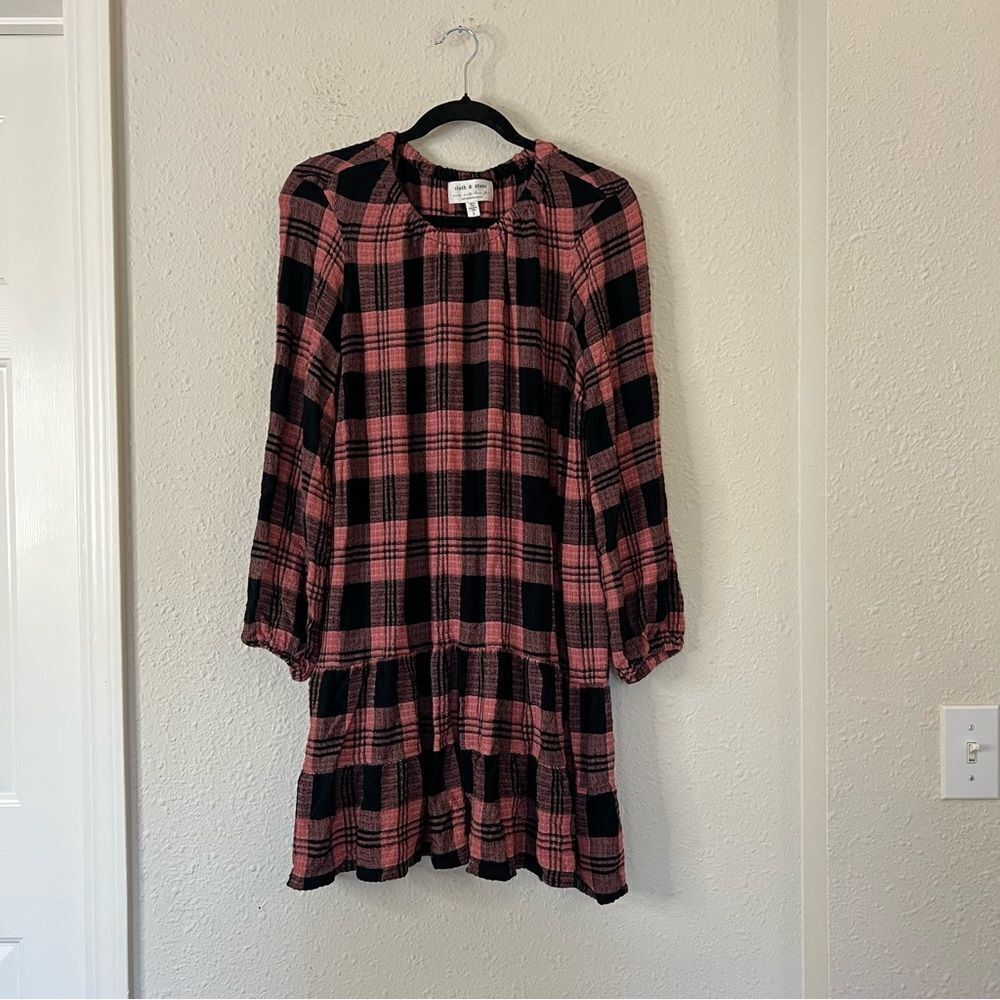 Anthropologie Cloth & Stone Daia Plaid Mini Dress Size Large (Missing Belt) - Picture 3 of 10